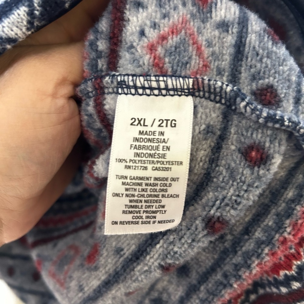 American Eagle Men’s Quarter Zip Sweater Fleece Blue Red Gray 2XL - Picture 8 of 12
